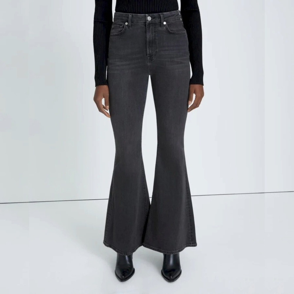 7 For All Mankind Mega Flare High Waist Jeans Washed Black Capsule Denim Grunge